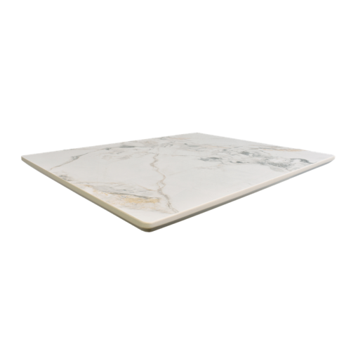 Glossy White Marble Sintered Stone Outdoor Table Tops (ER)