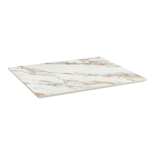 White with Gray & Warm Gold Veining Sintered Stone Outdoor Table Tops (#ST-19-ER)