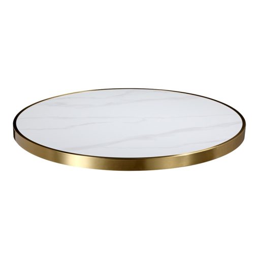 White Marble with Light Grey Veining and Gold Stainless Steel Edge (ST-32-ER)