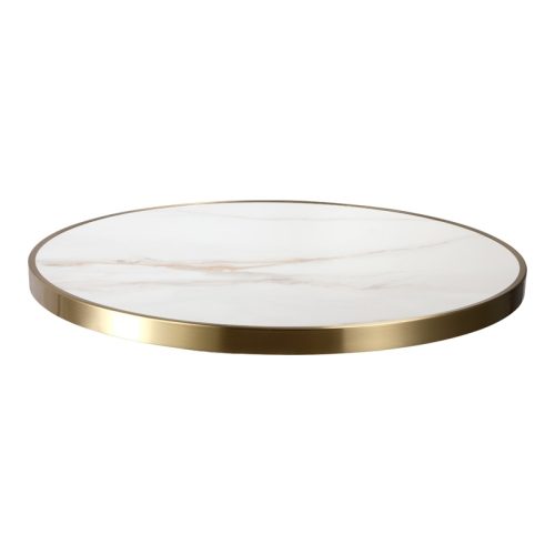 White Marble with with Gold Stainless Steel Edge (ST-33-ER)