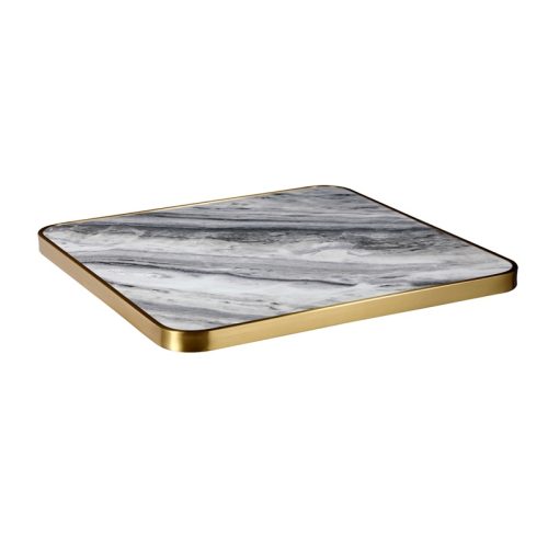 Soft Grey and Charcoal Veining with Gold Stainless Steel Edge (ST-37-ER)