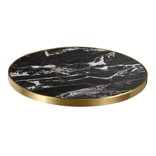Striking White Veining Black Marble with Gold Stainless Steel Edge (ST-40-ER)