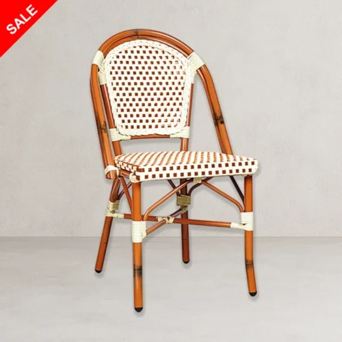 Patio Garden Dining Chair - PE Rattan (Red/White)