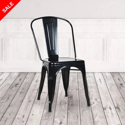 Classic Industrial Metal Dining Chair (Black)