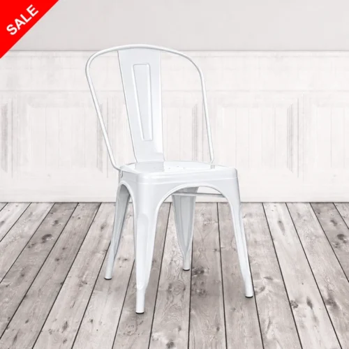 Classic Industrial Metal Dining Chair (White)